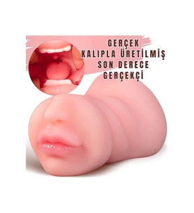 Premium Masturbator Daria - Realistik Dokulu Oral anl Vajinal 3 in 1 Titreşimli Suni Vajina