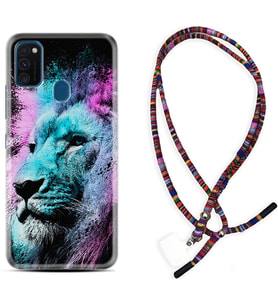 Samsung M21 M22 M23 M30 M31S M32 Kılıf Boyun Asklı Rasta Silikon Pink Blue Leon 1603