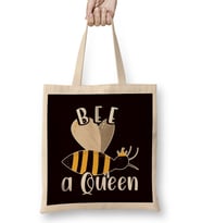 Be Queen Funny Honey Bee Beautiful Beekeeper Honeycomb Bees Bez Çanta Uzun Saplı