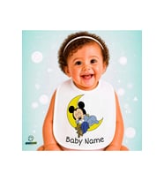 Mickey Mouse Keten Bebek Mama Önlüğü – Yumuşak, Emici, Yıkanabilir, Özel Tasarım P129