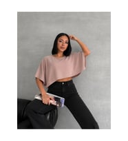 Yarasa Kol Crop Bluz Pudra