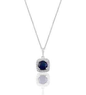 Söğütlü Silver Gümüş rodyumlu safir taşlı pırlanta montürlü kolye