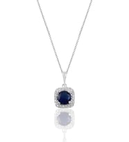 Söğütlü Silver Gümüş rodyumlu safir taşlı pırlanta montürlü kolye