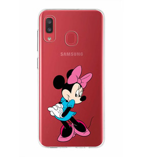 Samsung Galaxy A20  Kapak Minnie Mouse Tasarımlı Şeffaf Silikon Kılıf