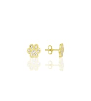 Gümüş altın yaldızlı zirkon taşlı pati küpe SGTL11707GOLD