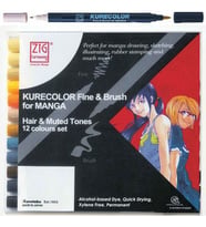 Zig Kurecolor Fine & Brush for Manga Hair & Muted Tones 12 Renk 