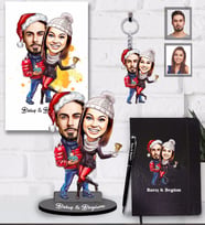 Kişiye Özel Yılbaşı Sevgili Karikatürlü 5 li Hediye Seti Model-4