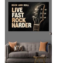 "Rock Hız Yaşa" Slogan Dekoratif Kanvas - Mdf Ahşap Tablo