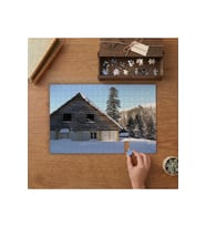 Dağ Evi - Kar - Manzara Tasarımı 240 parça Ahşap Puzzle Ahşap Kutuda MP02508