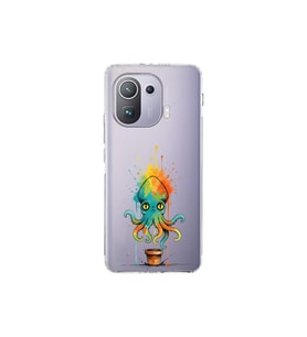 Xiaomi Mi 11 Pro ile uyumlu Splash ahtapot tasarımlı şeffaf silikon kılıf
