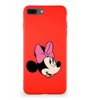 Apple iPhone 7 Plus Soft Premier Kapak Minnie Mouse-A Tasarımlı Silikon Kılıf - Kırmızı (Şeffaf)