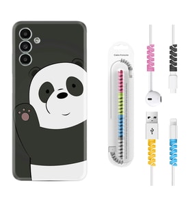 Samsung A23 A31 A32 A50 A51 A52 A53 A70 Kılıf Kablo Koruma Spiral Silikon Hello Panda 1709