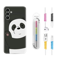 Samsung A23 A31 A32 A50 A51 A52 A53 A70 Kılıf Kablo Koruma Spiral Silikon Hello Panda 1709