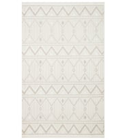 Beyaz Bej Geometrik Aleva Kilim Halı Kabartmalı Desen Saçaklı Hav Vermez Yumuşak Tuşeli Salon