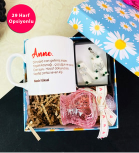 Kişiye Özel Anne Tasarımlı Kupa Ve Çiçekli Epoksi Anahtarlık Set
