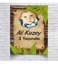 Eskitme Kağıt Temalı Doğum Günü Afişi Resimli