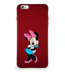 Apple iPhone 6S Plus Soft Premier Kapak Minnie Mouse-D Tasarımlı Silikon Kılıf - Mürdüm (Şeffaf)