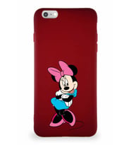 Apple iPhone 6S Plus Soft Premier Kapak Minnie Mouse-D Tasarımlı Silikon Kılıf - Mürdüm (Şeffaf)
