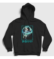 Presmono Unisex Beyaz Miku Hatsune Kapüşonlu Sweatshirt 439550tt (Siyah)