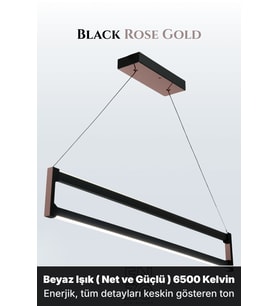 Orion Rose Gold Lineer LED Sarkıt Avize – Kumandalı Dim Edilebilir – Yukarı & Aşağı Işık