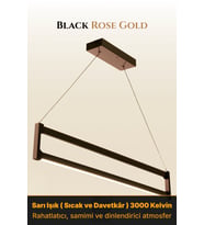 Orion Rose Gold Lineer LED Sarkıt Avize – Kumandalı Dim Edilebilir – Yukarı & Aşağı Işık