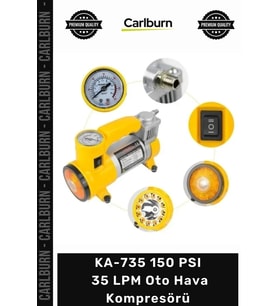 Özel Üretim 12V Çakmaklı Taşınabilir Lastik Şişirme Pompa KA735 150 PSI 35 LPM Oto Hava Kompresörü