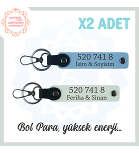 Gök Mavi-Beyaz, İsme Özel 2'li Anahtarlık, Bolluk Akışı, Hediyelik 520 741 8 Kod İle Manevi Huzur