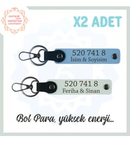 Gök Mavi-Beyaz, İsme Özel 2'li Anahtarlık, Bolluk Akışı, Hediyelik 520 741 8 Kod İle Manevi Huzur