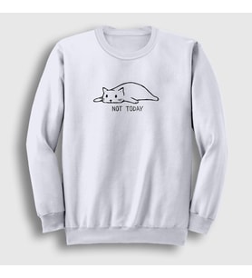 Presmono Unisex Beyaz Not Today Cat Kedi Sweatshirt 288663tt (Beyaz)