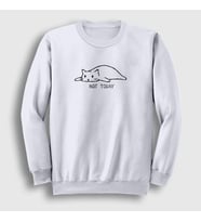 Presmono Unisex Beyaz Not Today Cat Kedi Sweatshirt 288663tt (Beyaz)