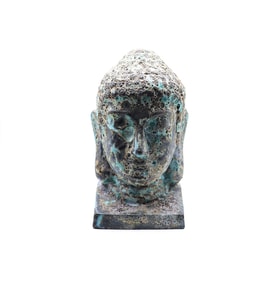 Buddha Heykel Büst Turkuaz Büyük Boy