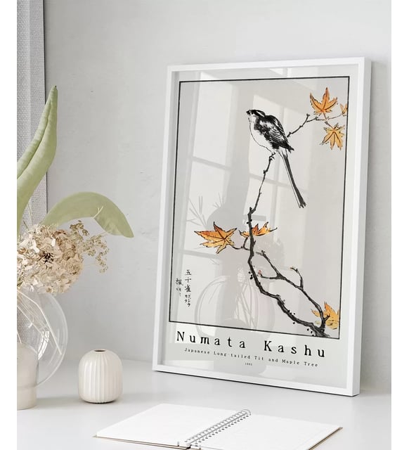 Çerçevesiz Poster Numata Kashu Japon Uzun Kuyruklu Baştankara ve