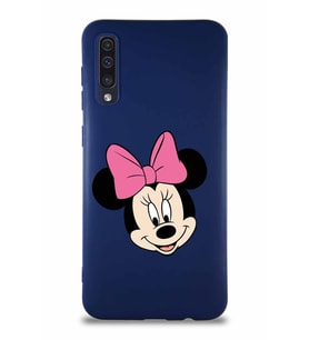 Samsung Galaxy A30S Soft Premier Kapak Minnie Mouse-C Tasarımlı Silikon Kılıf - Lacivert (Şeffaf)