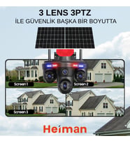 HM-878 3 LENS 3PTZ 4G SİM KARTLI 2 GÜNEŞ PANELLİ KAMERA