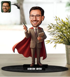 BK Gift Kişiye Özel Erkek Öğretmen Tasarımlı Karikatür Biblo -12, Öğretmene Hediye, Öğretmenler Günü Hediyesi