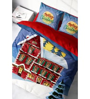 Yılbaşı Nevresim Takımı (Lastikli Çarşaflı) Çift Kişilik %100 Pamuk Saten House