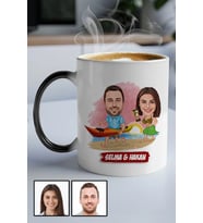Sevgiliye Hediye Yaz Temalı Karikatürlü Sihirli Kupa Bardak