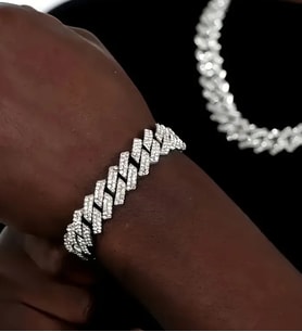 Taşlı Küba Zincir Bileklik Silver