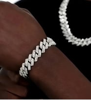 Taşlı Küba Zincir Bileklik Silver