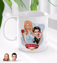 BK Gift Kişiye Özel İsimli Evleniyoruz Karikatürlü Beyaz Kupa Bardak-2
