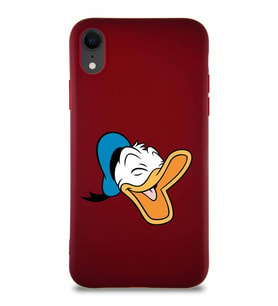 Apple iPhone XR Soft Premier Kapak Donald Duck-E Tasarımlı Silikon Kılıf - Mürdüm (Şeffaf)