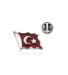 925 Ayar Gümüş Türk Bayrağı Rozet