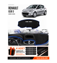 RENAULT CLIO 3 (2005-2012) Uyumlu Torpido Örtüsü Torpido Kılıfı - Siyah Mavi