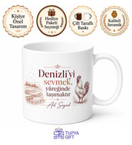 Denizlili Hemşehriye İsimli Kupa Bardak Denizli Hediye Özel Tasarım