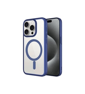 Apple iPhone 15 Pro Uyumlu Kılıf Wireless Şarj Özellikli Sert PC Zore Mat Riksos M-safe Kapak (Lacivert)