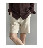 Erkek Old Money Pamuklu Keten Karışımlı Relax Fit Şort &Bermuda (Bej)