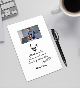 Kişiye Özel Hediye  Öğretmenler Günü Fotoğraflı   Defter & Kalem Seti OGD011 (Beyaz)