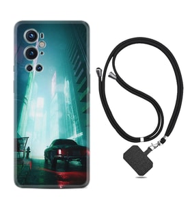 Tecno Spark 9 Pro Kılıf Silikon Boyun Askılı İpli Desenli Silikon Night Cars 1619