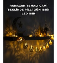 Pilli Ramazan ve Bayram LED Işık Zinciri Cami Temalı Dekoratif