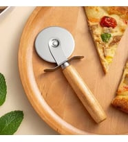 MyBru Paslanmaz Çelik Ahşap Saplı Pizza ve Hamur Kesici